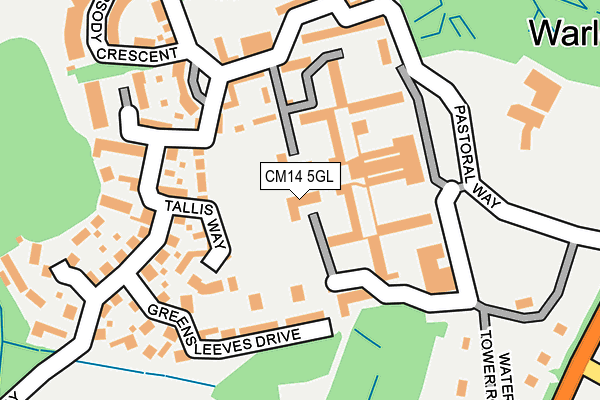 CM14 5GL map - OS OpenMap – Local (Ordnance Survey)