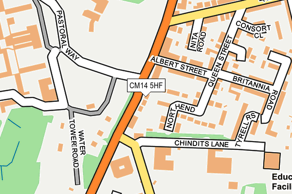 CM14 5HF map - OS OpenMap – Local (Ordnance Survey)