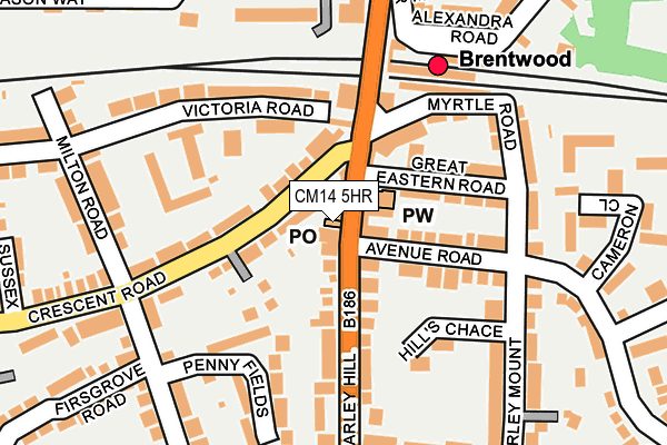 CM14 5HR map - OS OpenMap – Local (Ordnance Survey)