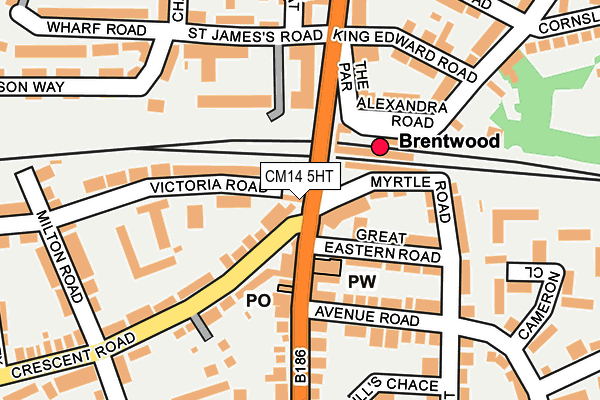 CM14 5HT map - OS OpenMap – Local (Ordnance Survey)