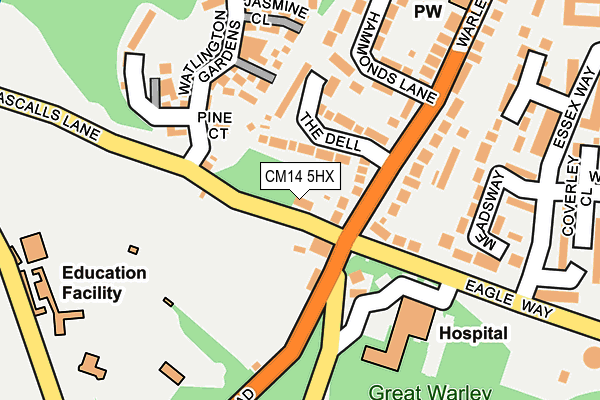 CM14 5HX map - OS OpenMap – Local (Ordnance Survey)