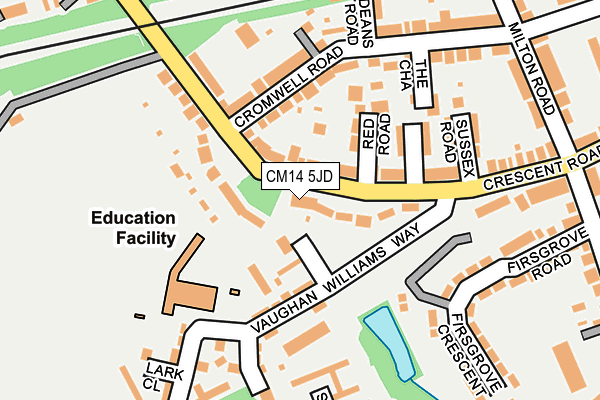CM14 5JD map - OS OpenMap – Local (Ordnance Survey)