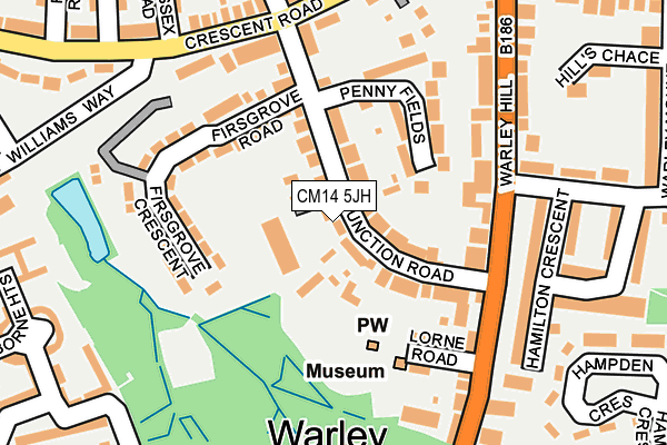 CM14 5JH map - OS OpenMap – Local (Ordnance Survey)