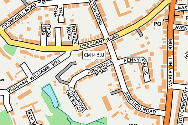 CM14 5JJ map - OS OpenMap – Local (Ordnance Survey)