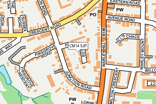 CM14 5JP map - OS OpenMap – Local (Ordnance Survey)