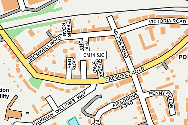 CM14 5JQ map - OS OpenMap – Local (Ordnance Survey)