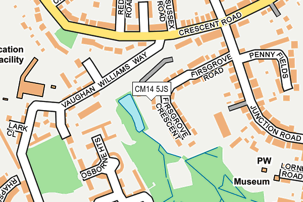 CM14 5JS map - OS OpenMap – Local (Ordnance Survey)