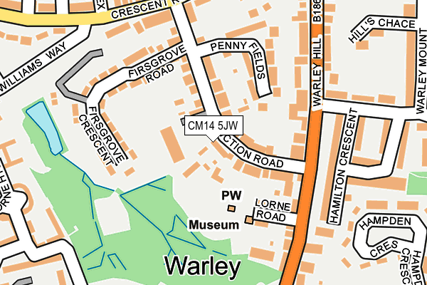 CM14 5JW map - OS OpenMap – Local (Ordnance Survey)