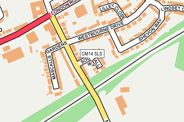 CM14 5LS map - OS OpenMap – Local (Ordnance Survey)