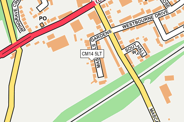 CM14 5LT map - OS OpenMap – Local (Ordnance Survey)