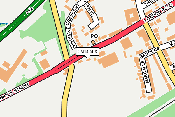 CM14 5LX map - OS OpenMap – Local (Ordnance Survey)