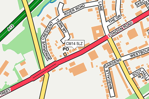 CM14 5LZ map - OS OpenMap – Local (Ordnance Survey)