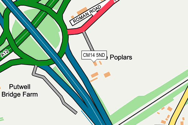 CM14 5ND map - OS OpenMap – Local (Ordnance Survey)
