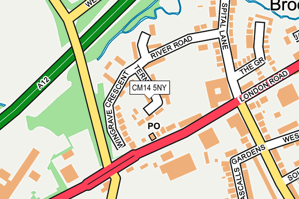 CM14 5NY map - OS OpenMap – Local (Ordnance Survey)