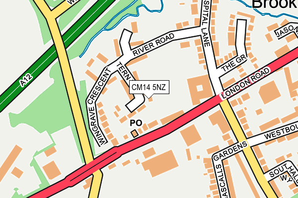CM14 5NZ map - OS OpenMap – Local (Ordnance Survey)