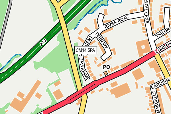 CM14 5PA map - OS OpenMap – Local (Ordnance Survey)