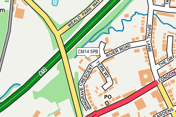 CM14 5PB map - OS OpenMap – Local (Ordnance Survey)