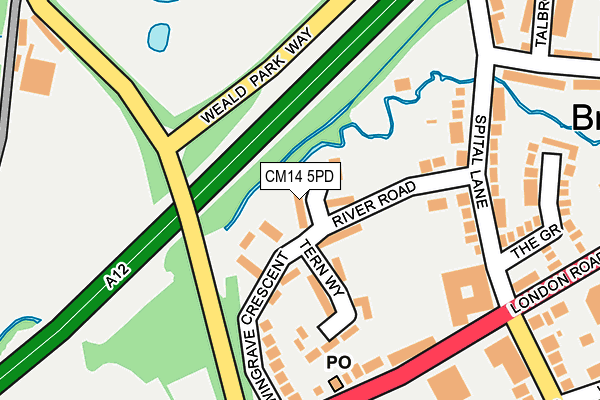 CM14 5PD map - OS OpenMap – Local (Ordnance Survey)