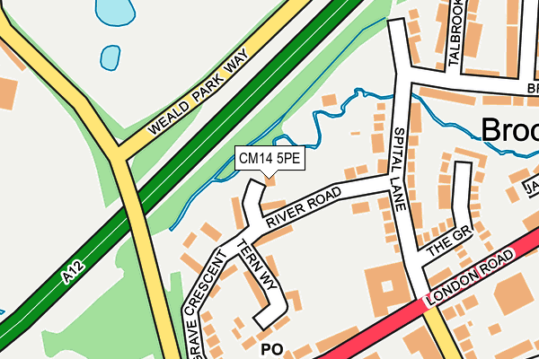 CM14 5PE map - OS OpenMap – Local (Ordnance Survey)