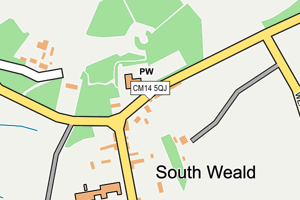 CM14 5QJ map - OS OpenMap – Local (Ordnance Survey)