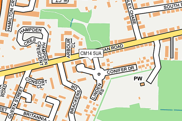 CM14 5UA map - OS OpenMap – Local (Ordnance Survey)