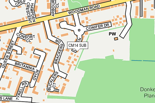CM14 5UB map - OS OpenMap – Local (Ordnance Survey)