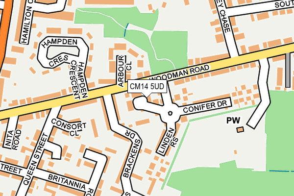 CM14 5UD map - OS OpenMap – Local (Ordnance Survey)