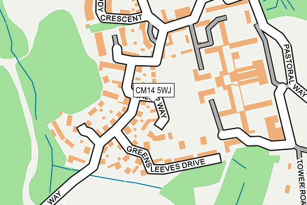 CM14 5WJ map - OS OpenMap – Local (Ordnance Survey)