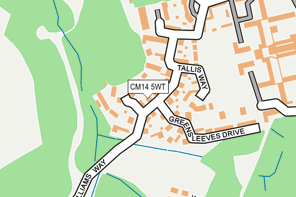 CM14 5WT map - OS OpenMap – Local (Ordnance Survey)