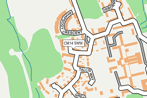CM14 5WW map - OS OpenMap – Local (Ordnance Survey)