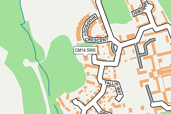CM14 5WX map - OS OpenMap – Local (Ordnance Survey)