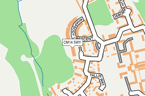 CM14 5WY map - OS OpenMap – Local (Ordnance Survey)