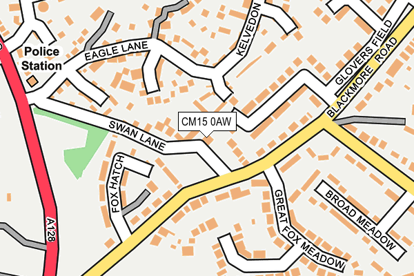 CM15 0AW map - OS OpenMap – Local (Ordnance Survey)