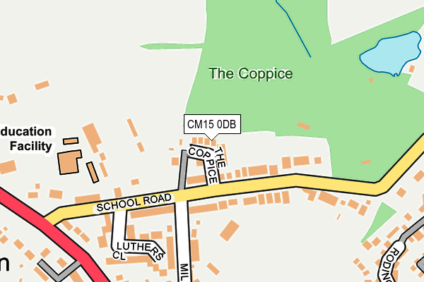 CM15 0DB map - OS OpenMap – Local (Ordnance Survey)