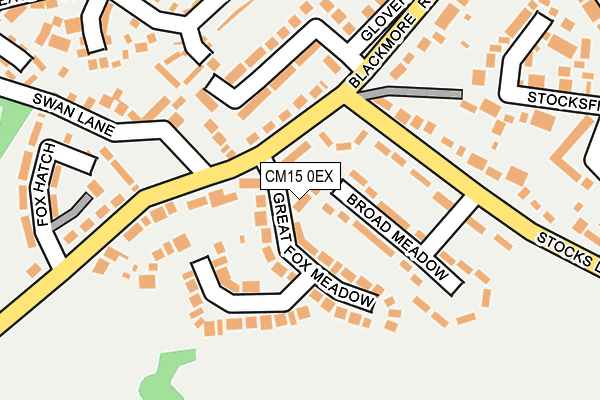 CM15 0EX map - OS OpenMap – Local (Ordnance Survey)