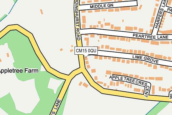 CM15 0QU map - OS OpenMap – Local (Ordnance Survey)