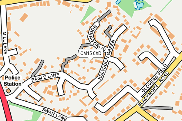 CM15 0XD map - OS OpenMap – Local (Ordnance Survey)