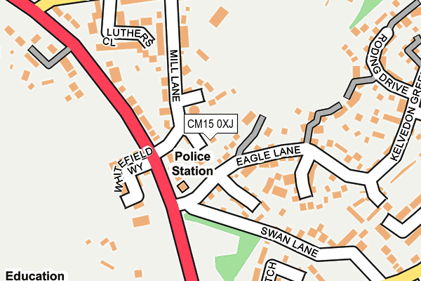 CM15 0XJ map - OS OpenMap – Local (Ordnance Survey)