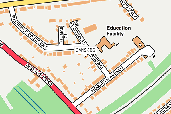 CM15 8BG map - OS OpenMap – Local (Ordnance Survey)