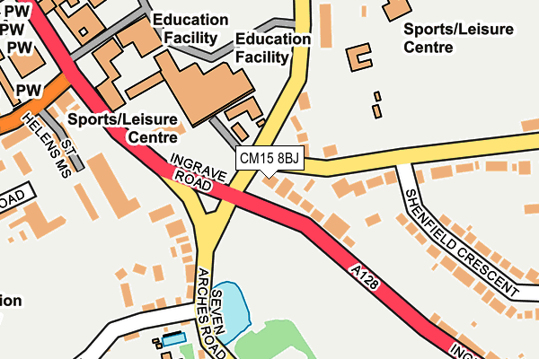 CM15 8BJ map - OS OpenMap – Local (Ordnance Survey)