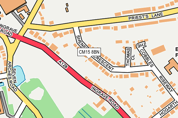 CM15 8BN map - OS OpenMap – Local (Ordnance Survey)