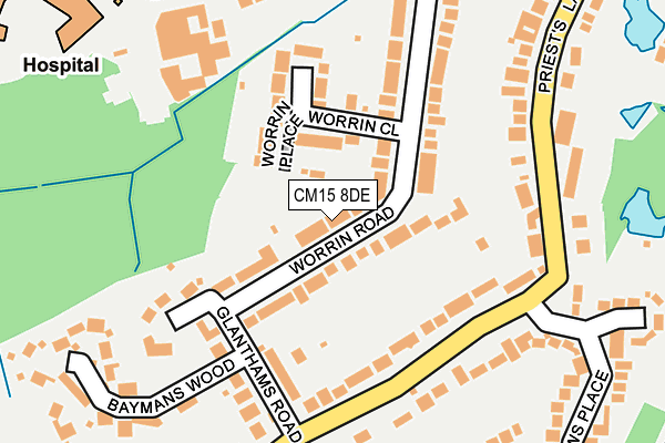 CM15 8DE map - OS OpenMap – Local (Ordnance Survey)