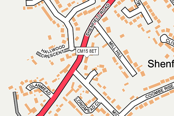 CM15 8ET map - OS OpenMap – Local (Ordnance Survey)