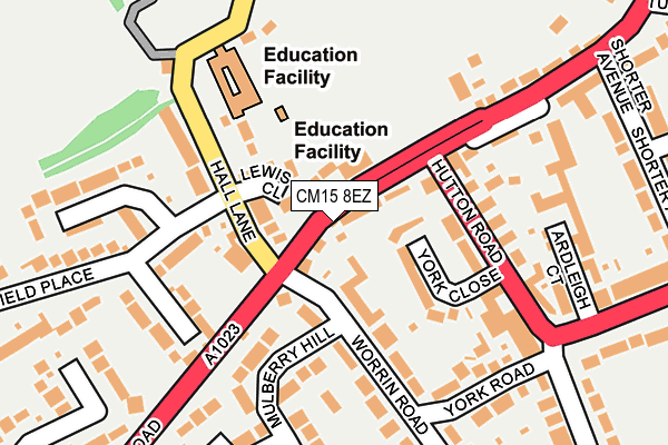 CM15 8EZ map - OS OpenMap – Local (Ordnance Survey)