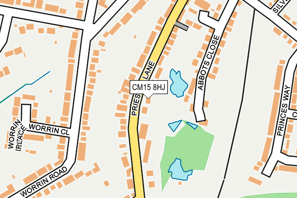 CM15 8HJ map - OS OpenMap – Local (Ordnance Survey)