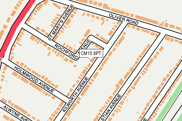CM15 8PT map - OS OpenMap – Local (Ordnance Survey)