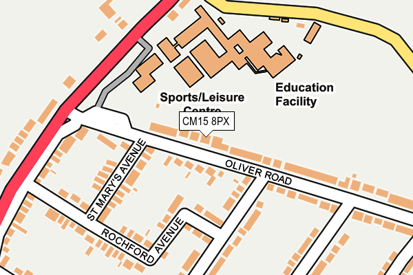 CM15 8PX map - OS OpenMap – Local (Ordnance Survey)