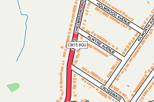 CM15 8QU map - OS OpenMap – Local (Ordnance Survey)