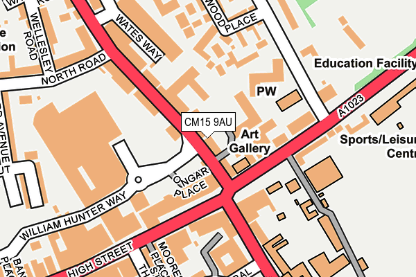 CM15 9AU map - OS OpenMap – Local (Ordnance Survey)