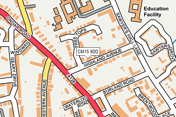 CM15 9DD map - OS OpenMap – Local (Ordnance Survey)